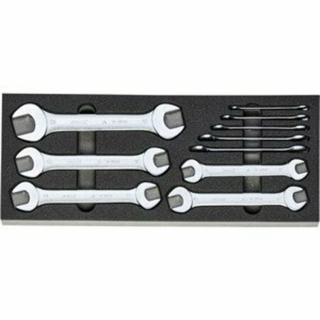 HOLEX Double open ended wrench set in Heavy Duty Foam, 10 Pc 952432 10